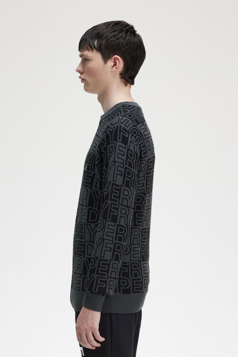 Fred Perry Block Graphic Men's Jumper Gunmetal | FBNIP5694