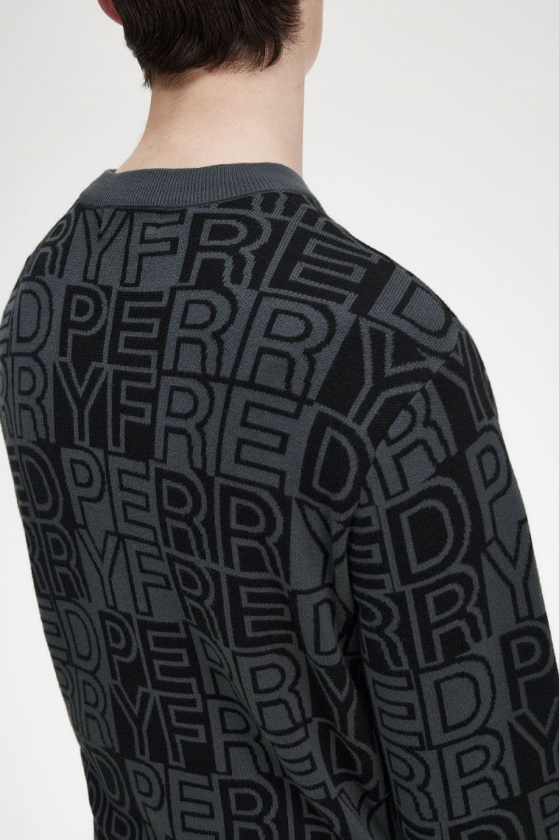 Fred Perry Block Graphic Men's Jumper Gunmetal | FBNIP5694