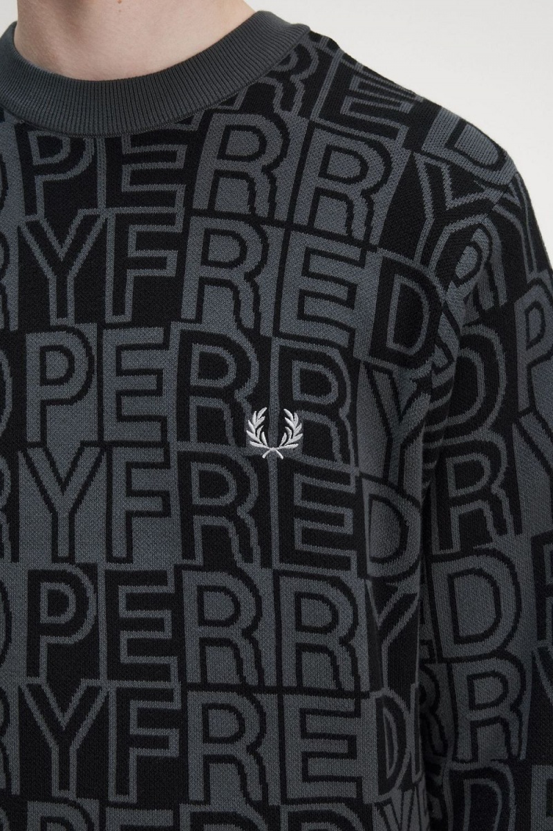 Fred Perry Block Graphic Men's Jumper Gunmetal | FBNIP5694