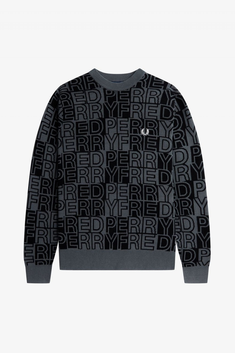 Fred Perry Block Graphic Men's Jumper Gunmetal | FBNIP5694