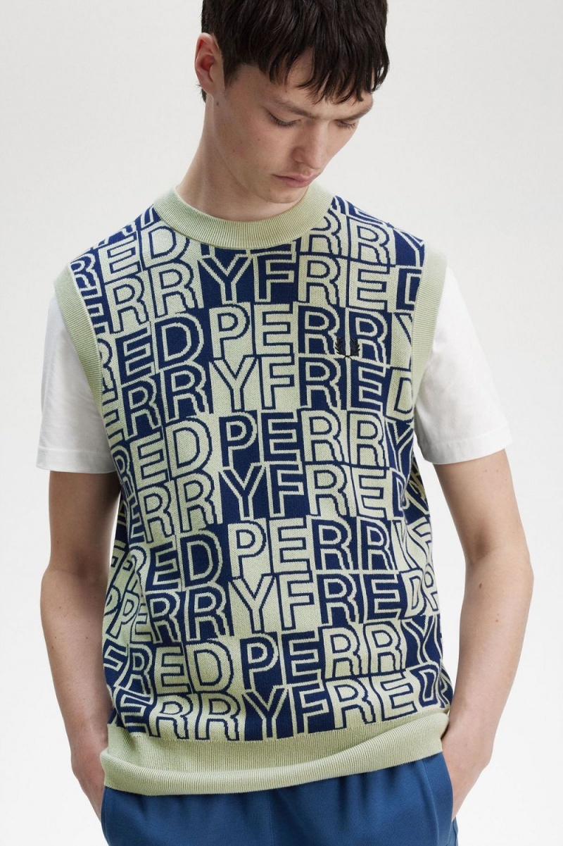 Fred Perry Block Graphic Men's Tanks Mint | DFIWG5967