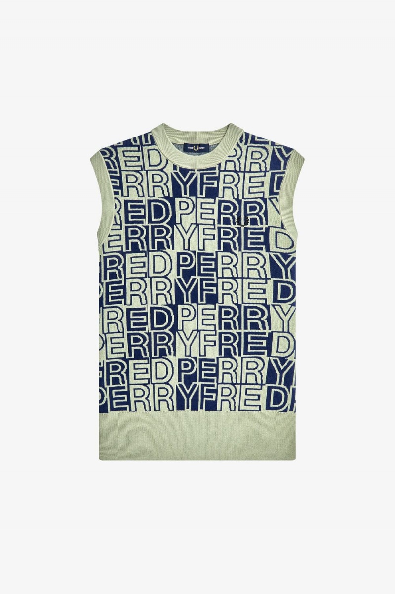 Fred Perry Block Graphic Men's Tanks Mint | DFIWG5967