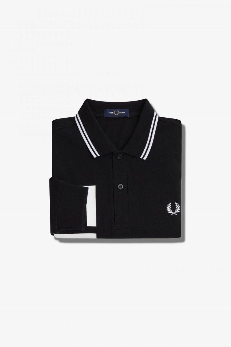 Fred Perry Bold Graphic Long Sleeve Men's Shirt Black | ESVDK8910