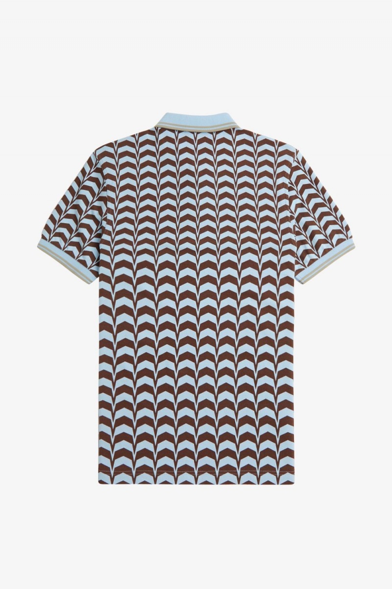 Fred Perry Bold Print Men's Polo Shirt Turquoise | QBSRZ2689