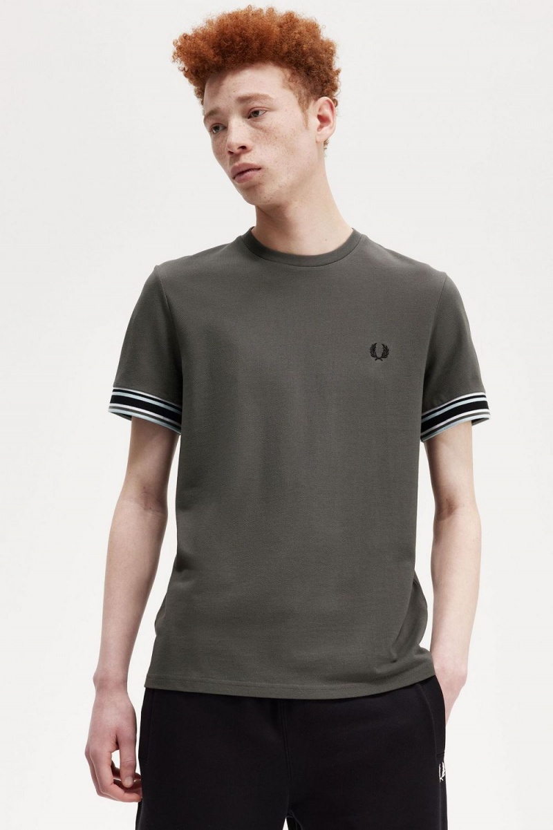 Fred Perry Bold Tipped Piqué Men's T-Shirt Field Green | XJECG7934