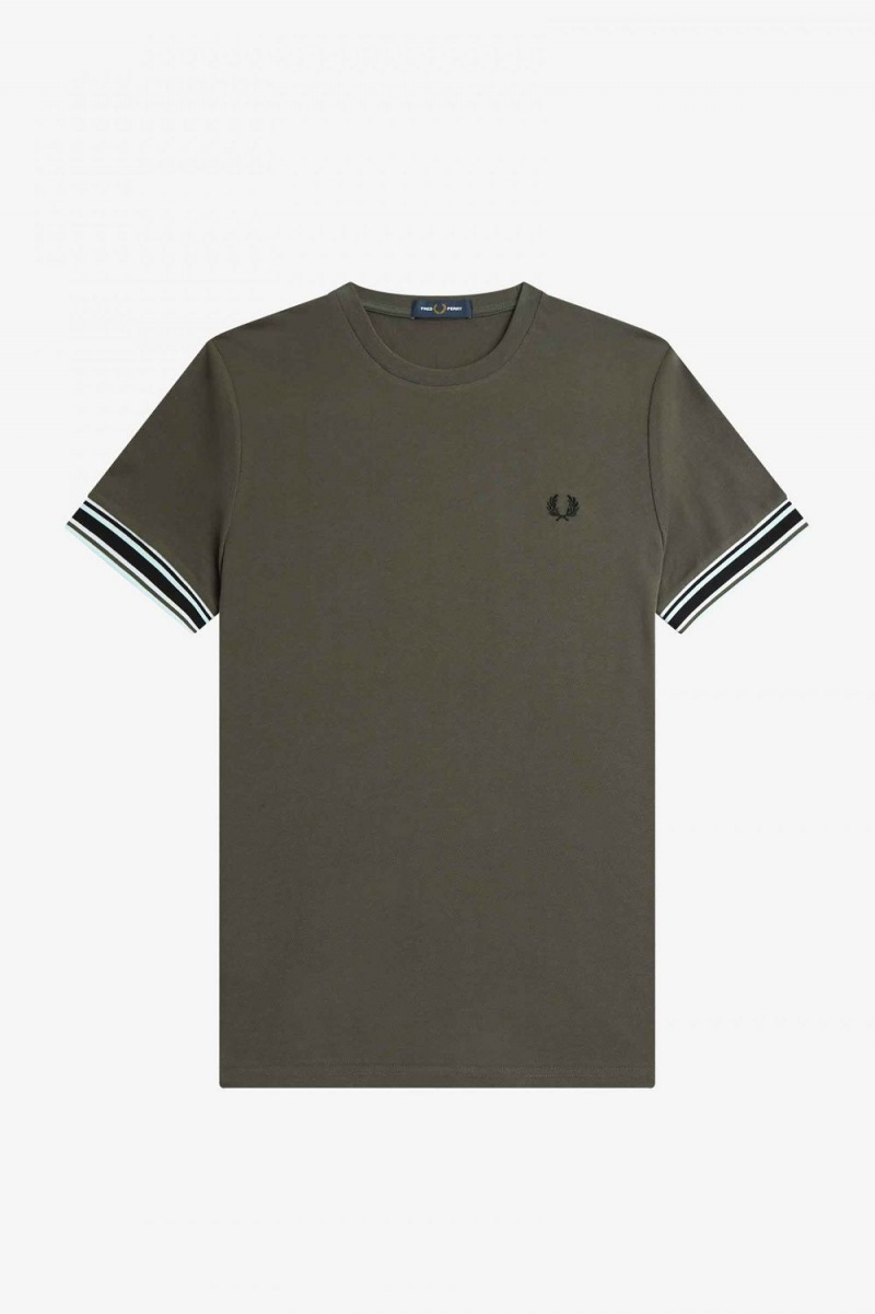 Fred Perry Bold Tipped Piqué Men's T-Shirt Field Green | XJECG7934