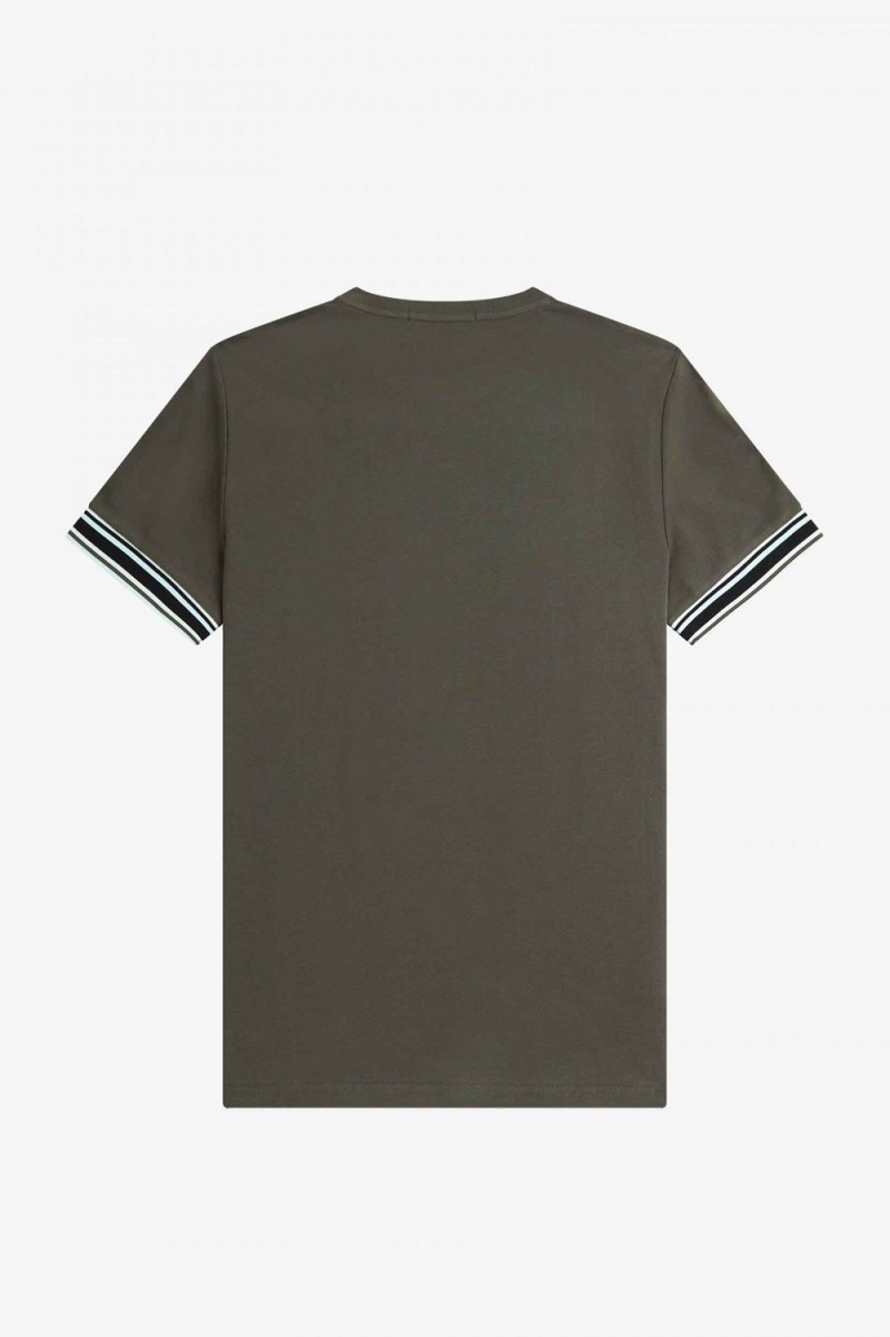 Fred Perry Bold Tipped Piqué Men's T-Shirt Field Green | XJECG7934