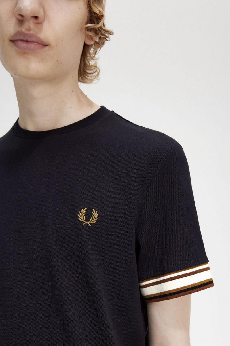 Fred Perry Bold Tipped Piqué Men's T-Shirt Black | UVYNL8512