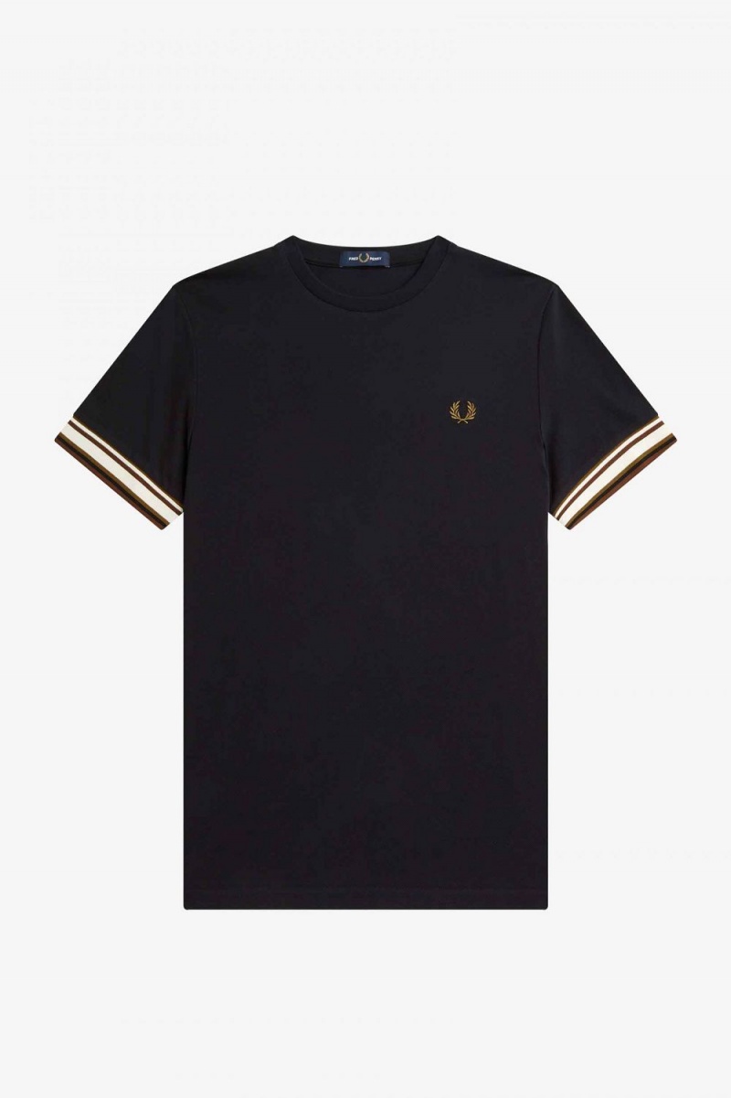 Fred Perry Bold Tipped Piqué Men's T-Shirt Black | UVYNL8512