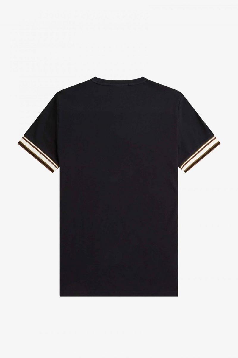 Fred Perry Bold Tipped Piqué Men's T-Shirt Black | UVYNL8512