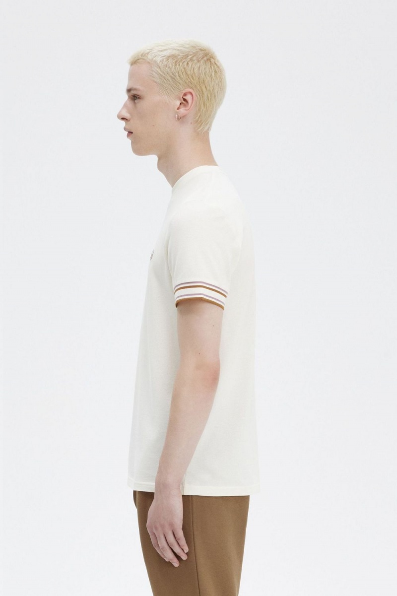 Fred Perry Bold Tipped Piqué Men's T-Shirt Beige | KUANL3801