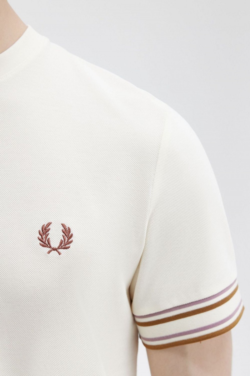 Fred Perry Bold Tipped Piqué Men's T-Shirt Beige | KUANL3801