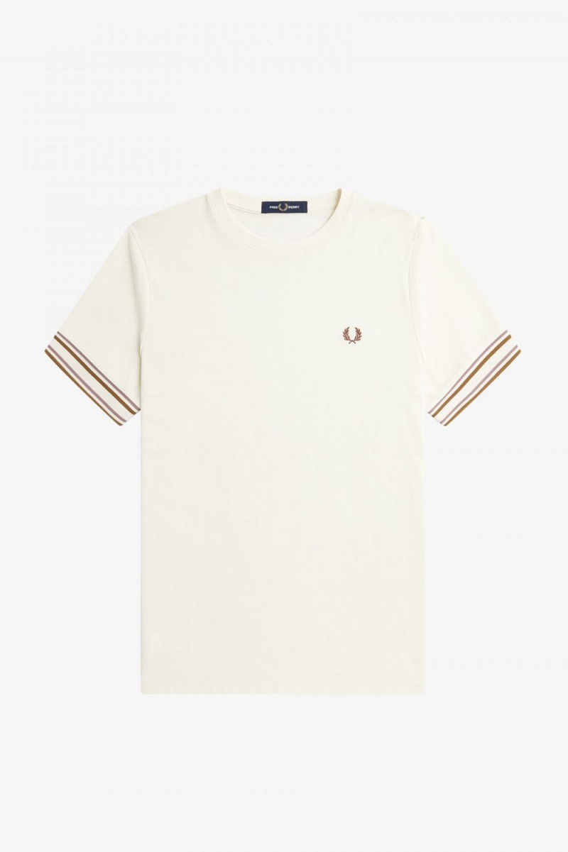 Fred Perry Bold Tipped Piqué Men's T-Shirt Beige | KUANL3801