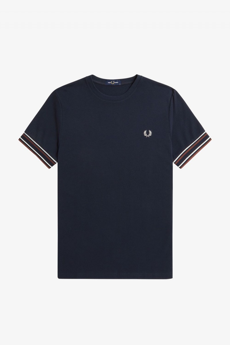 Fred Perry Bold Tipped Piqué Men's T-Shirt Navy | MSXPC6281