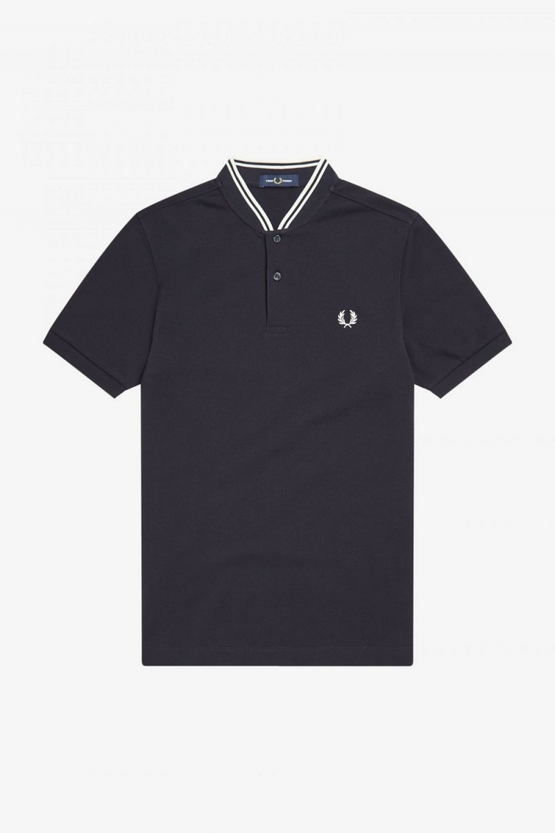 Fred Perry Bomber Collar Men's Polo Shirt Navy | NFCXL3701