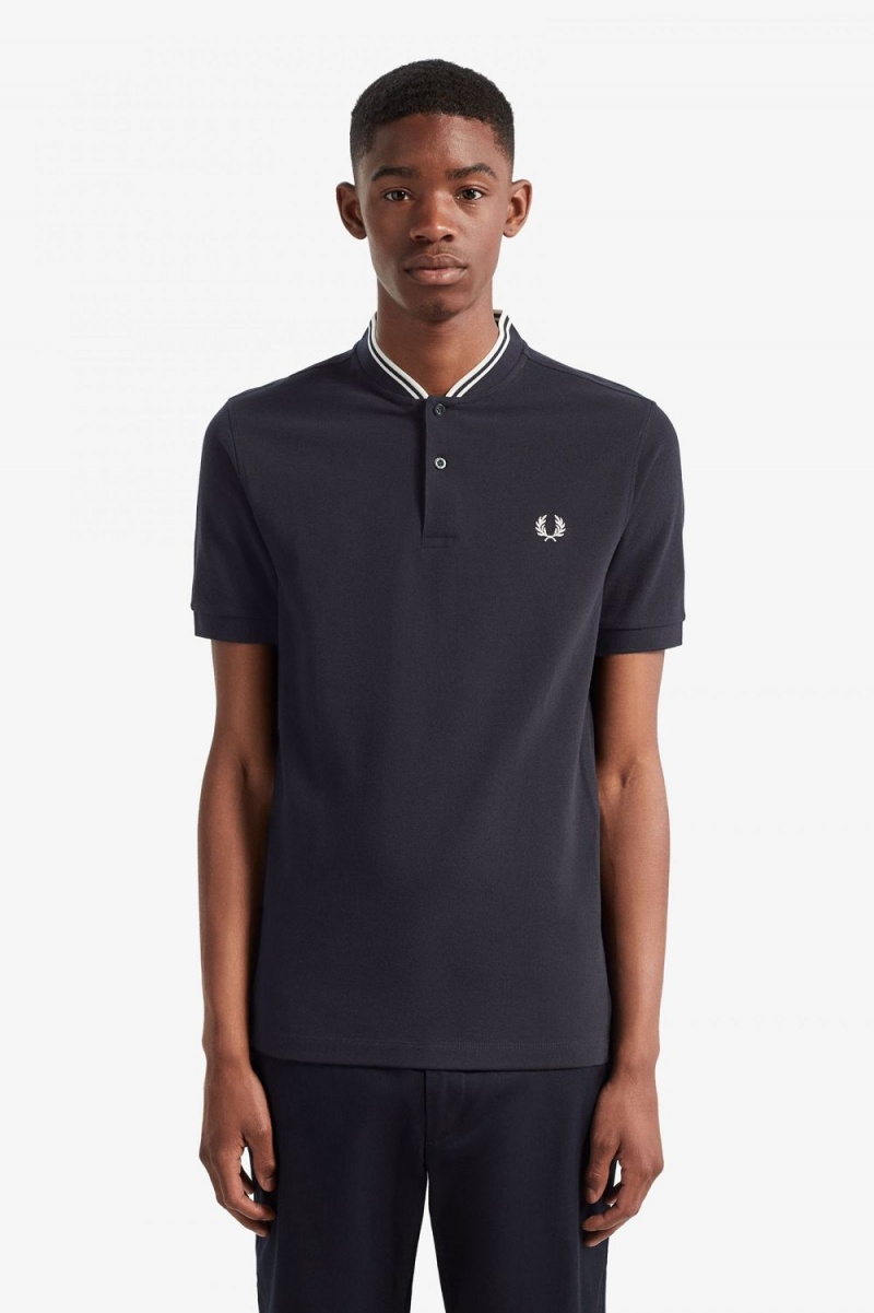 Fred Perry Bomber Collar Men's Polo Shirt Navy | NFCXL3701