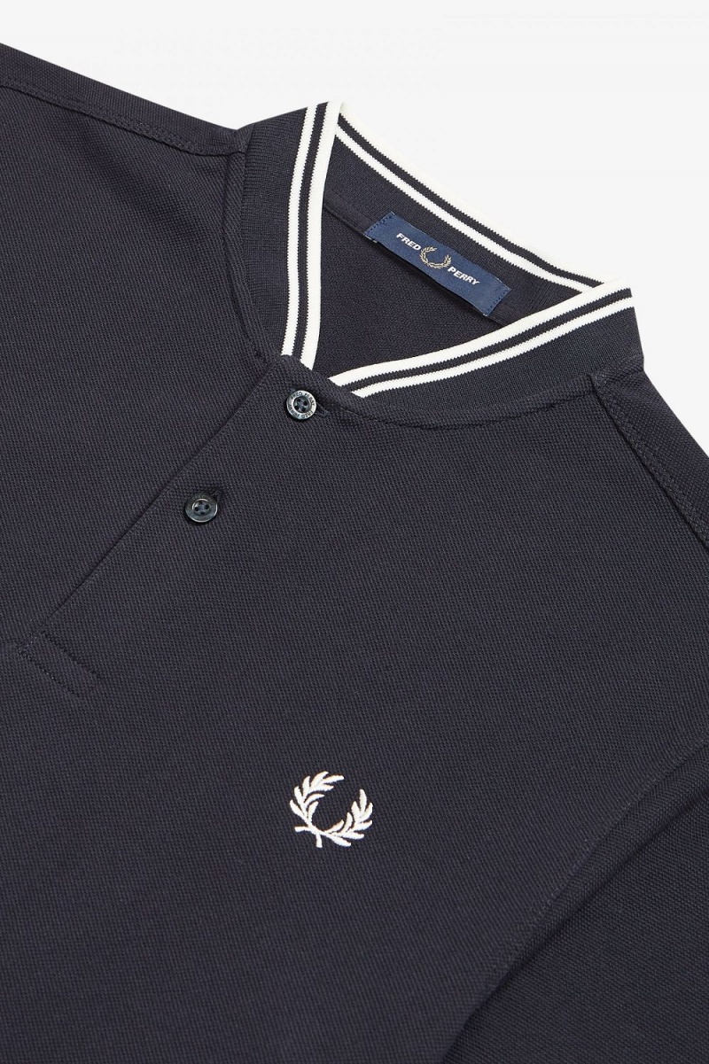 Fred Perry Bomber Collar Men\'s Polo Shirt Navy | NFCXL3701