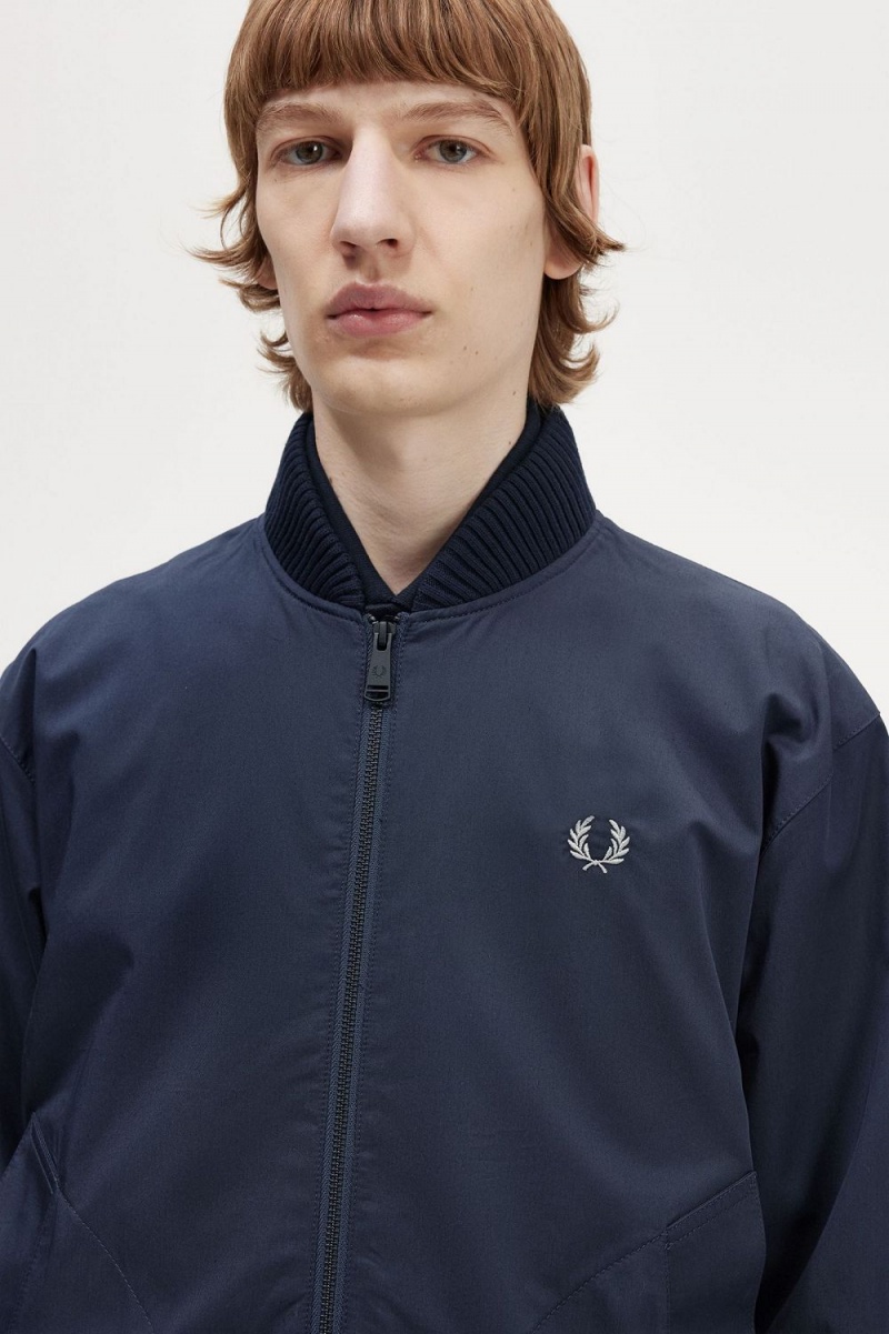 Fred Perry Bomber Men's Jackets Navy | YTKSC1436