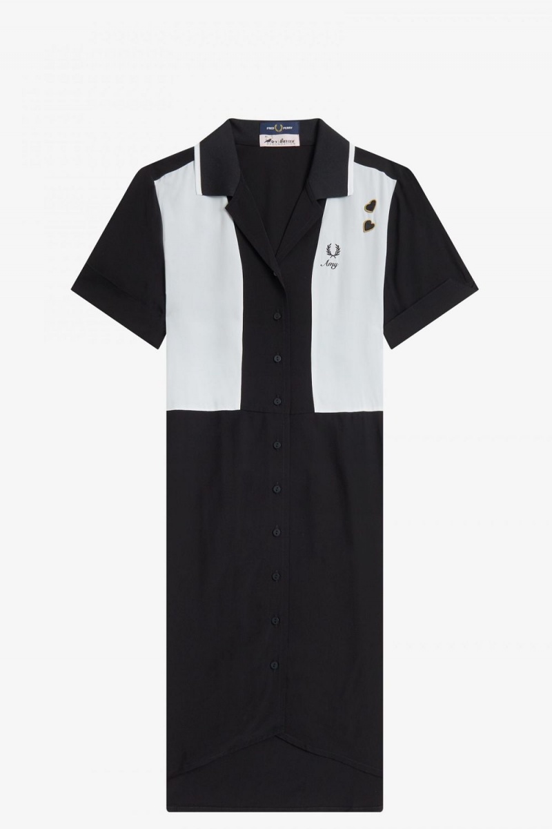 Fred Perry Bowling Shirt Women\'s Dress Black | ZJXSO2178