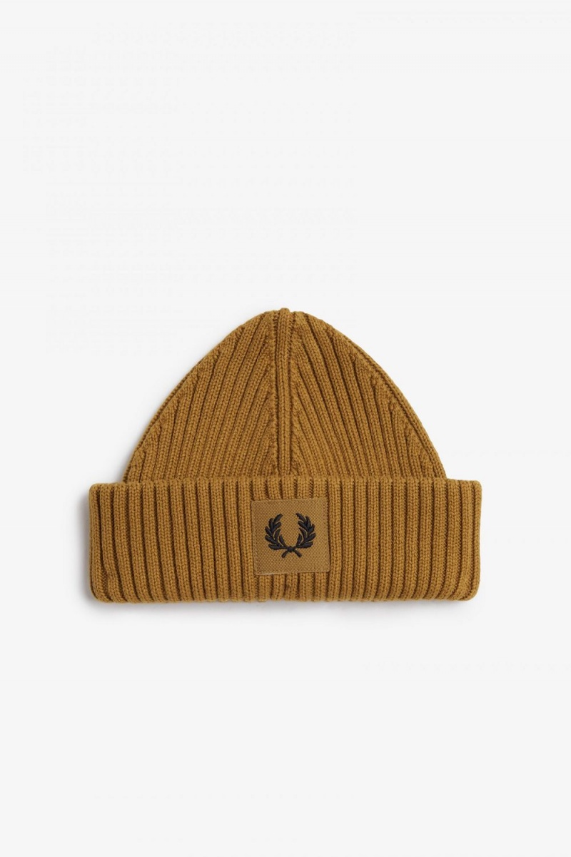 Fred Perry Branded Patch Ribbed Men\'s Caps Dark Coffee Black | NADCW3274