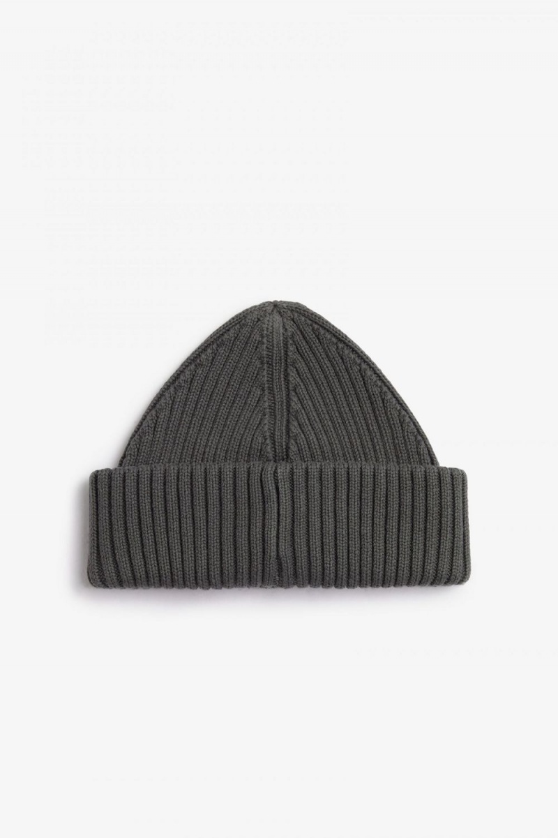 Fred Perry Branded Patch Ribbed Men's Caps Field Green Black | PEJVT9132