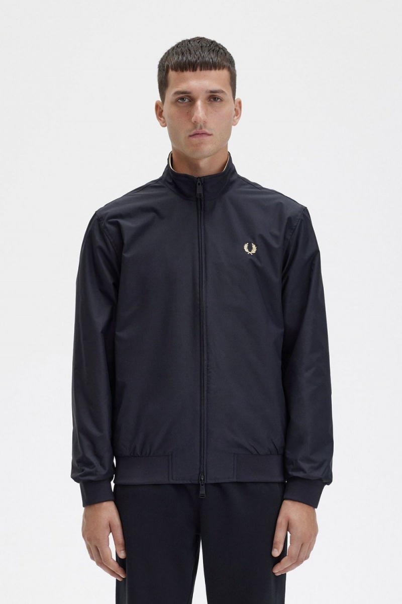 Fred Perry Brentham Men\'s Jackets Black | BOLTY4625