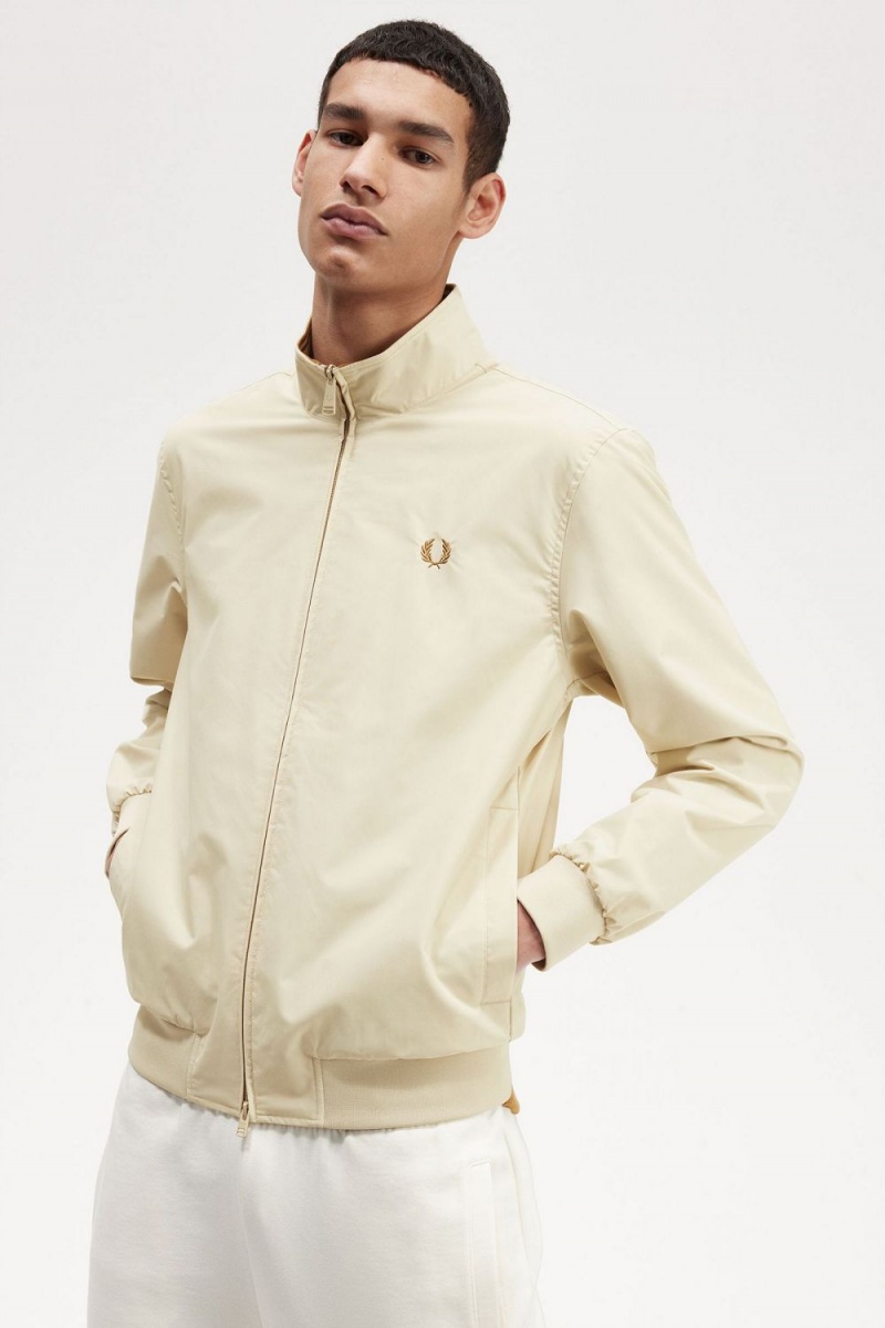 Fred Perry Brentham Men's Jackets Oatmeal | PVGBD1295