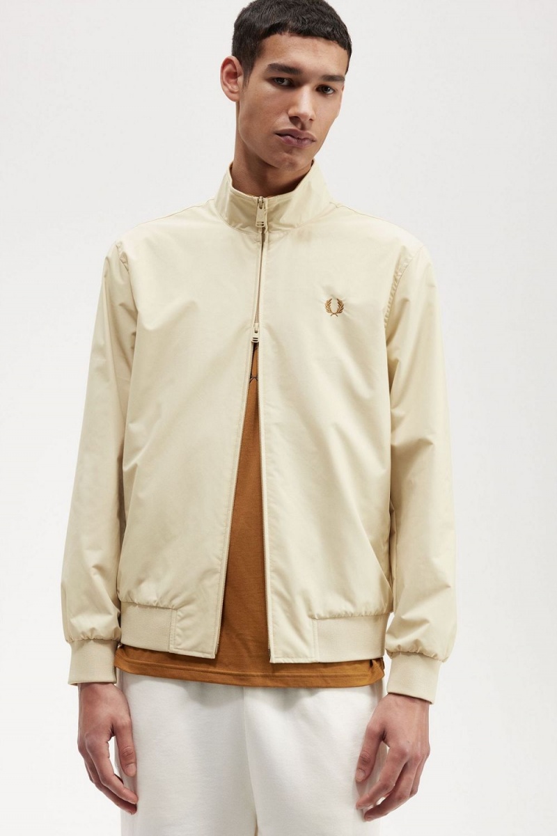 Fred Perry Brentham Men's Jackets Oatmeal | PVGBD1295