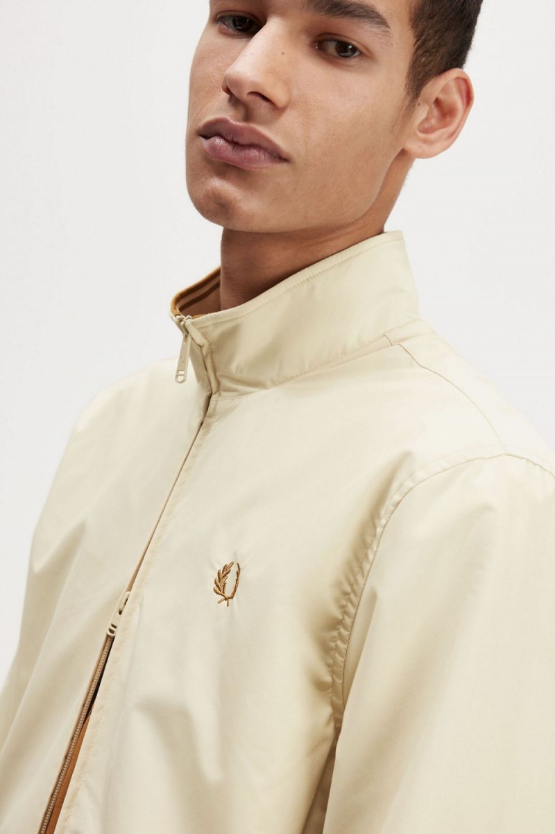 Fred Perry Brentham Men's Jackets Oatmeal | PVGBD1295