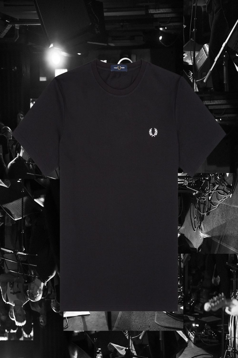 Fred Perry Bristol Ringer Men's T-Shirt Black | KXBCL5462