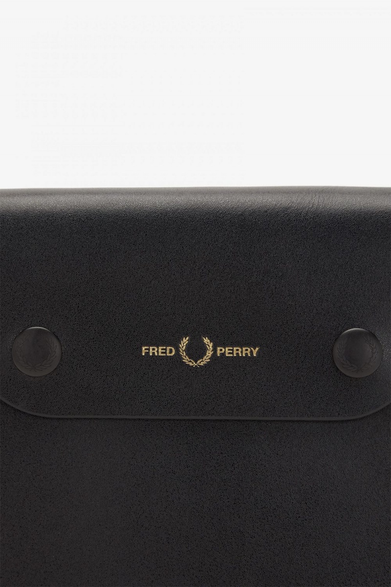 Fred Perry Burnished Leather Men's Bags Black | MJPIA6789