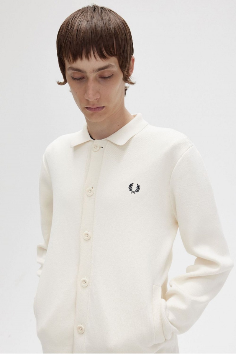 Fred Perry Button Through Knitted Men's Shirt Beige | VIZKO5249