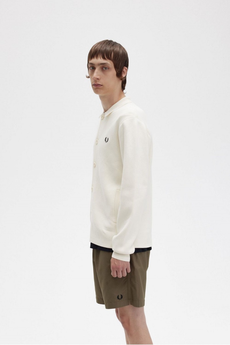 Fred Perry Button Through Knitted Men's Shirt Beige | VIZKO5249