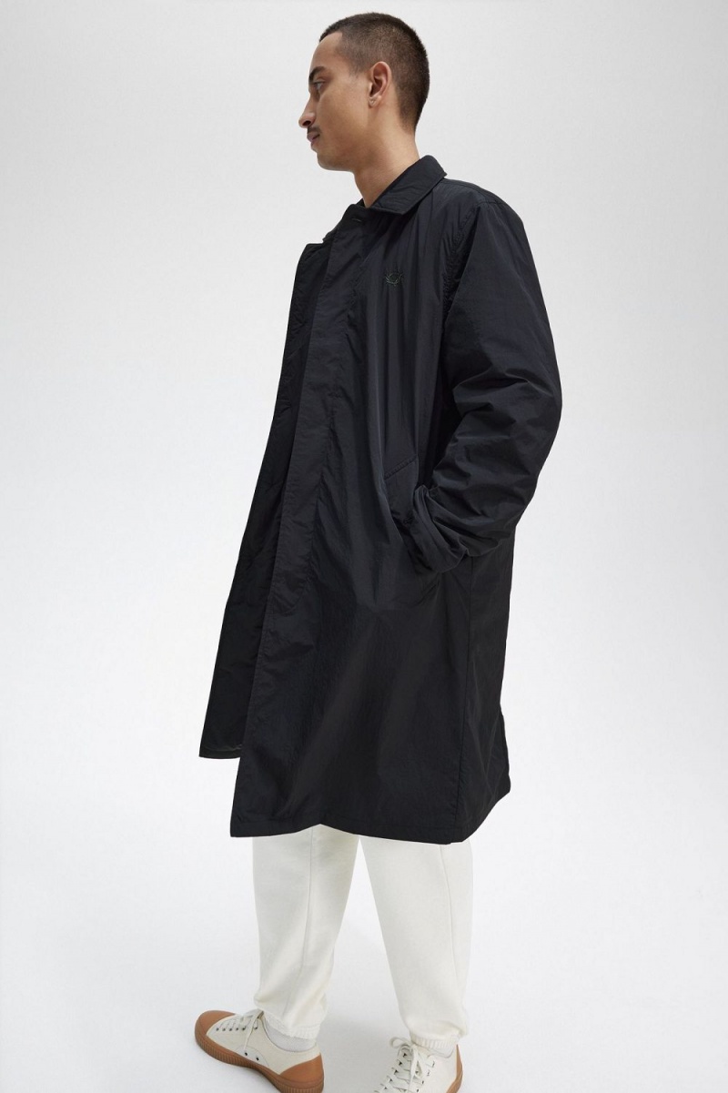 Fred Perry Button Through Mac Men's Parka Black | VNOIW9105