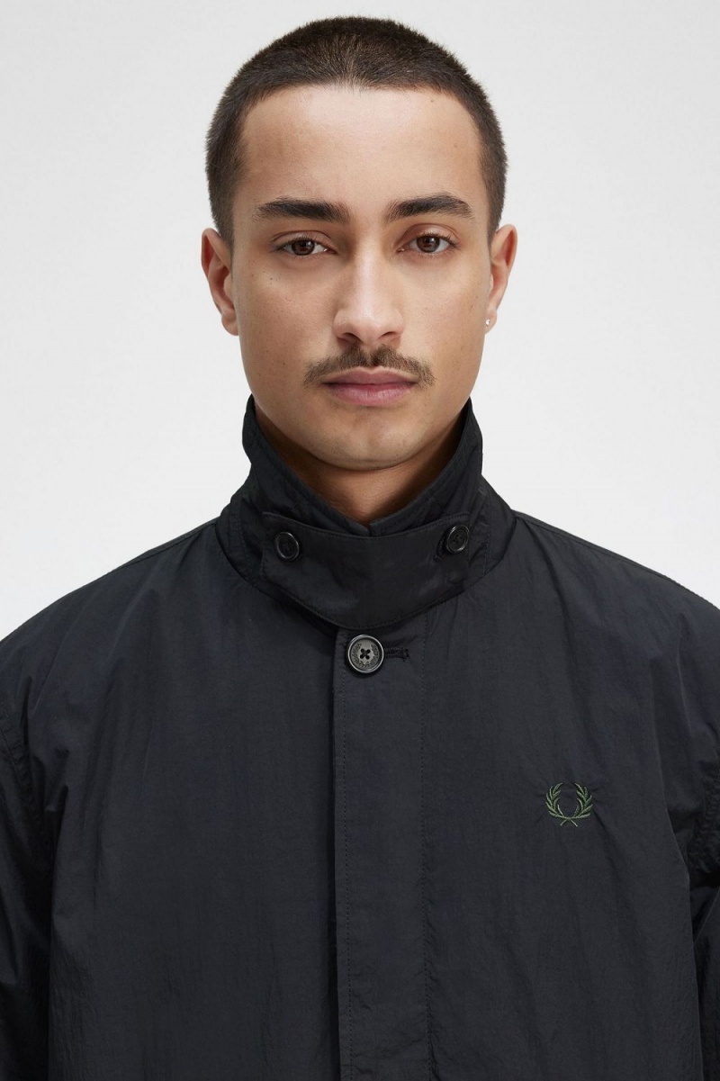 Fred Perry Button Through Mac Men's Parka Black | VNOIW9105