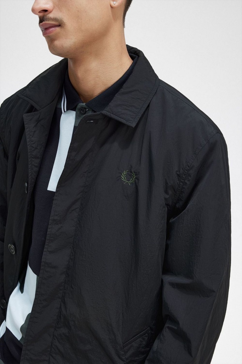 Fred Perry Button Through Mac Men's Parka Black | VNOIW9105