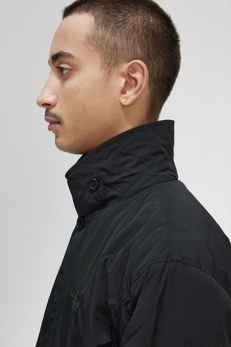 Fred Perry Button Through Mac Men's Parka Black | VNOIW9105