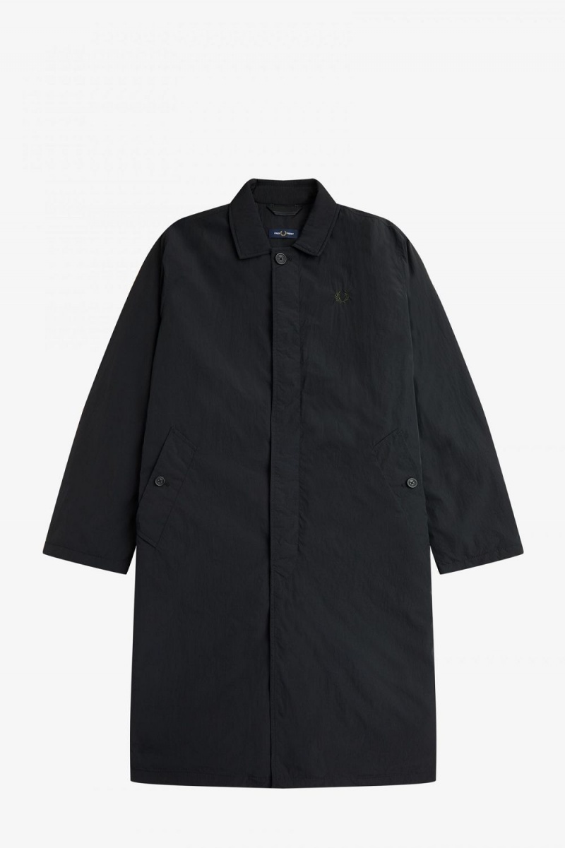 Fred Perry Button Through Mac Men's Parka Black | VNOIW9105