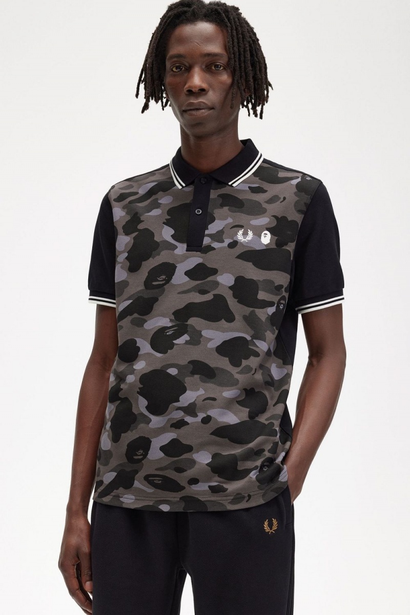 Fred Perry Camouflage Men's Shirt Black | FUSBO7830