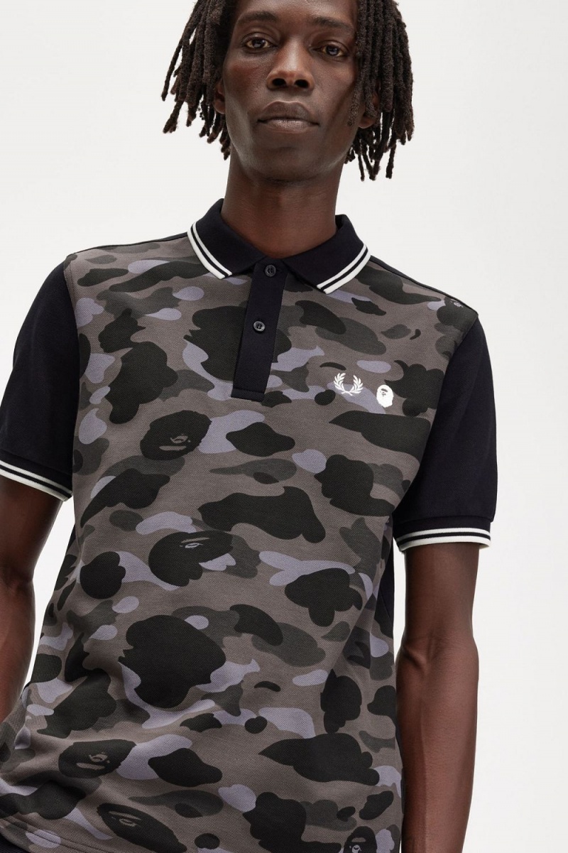 Fred Perry Camouflage Men's Shirt Black | FUSBO7830