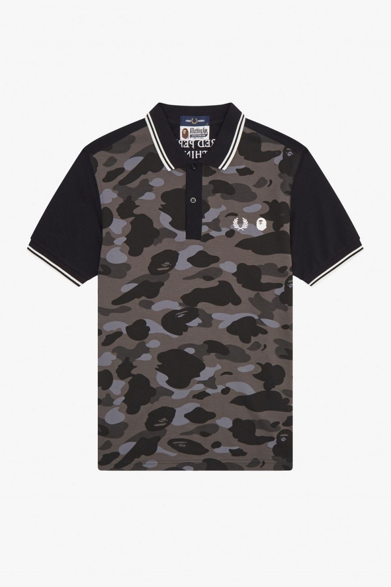 Fred Perry Camouflage Men's Shirt Black | FUSBO7830