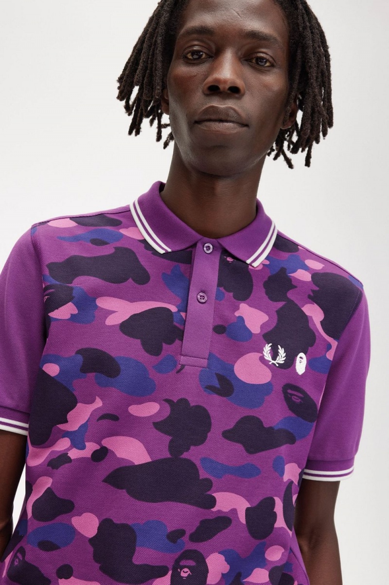 Fred Perry Camouflage Men's Shirt Purple | POSBH3096