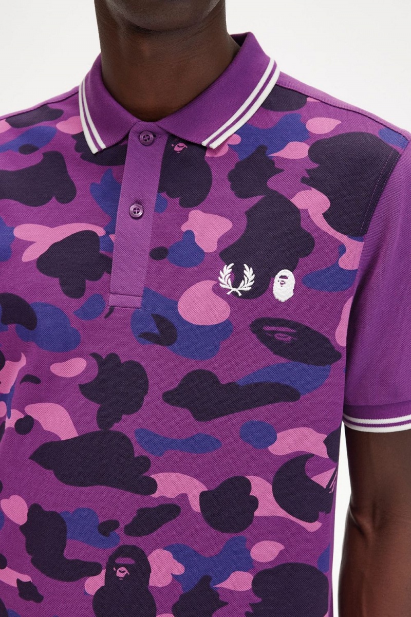 Fred Perry Camouflage Men's Shirt Purple | POSBH3096