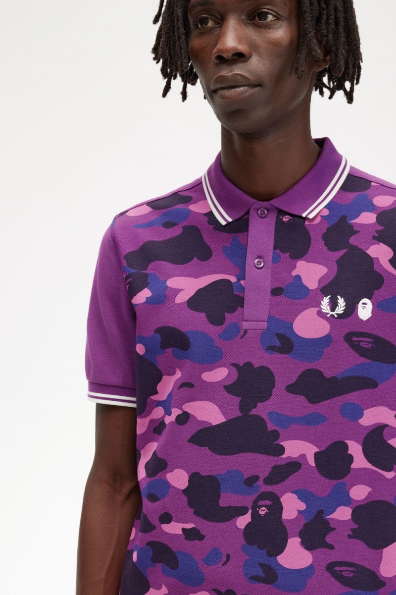 Fred Perry Camouflage Men's Shirt Purple | POSBH3096