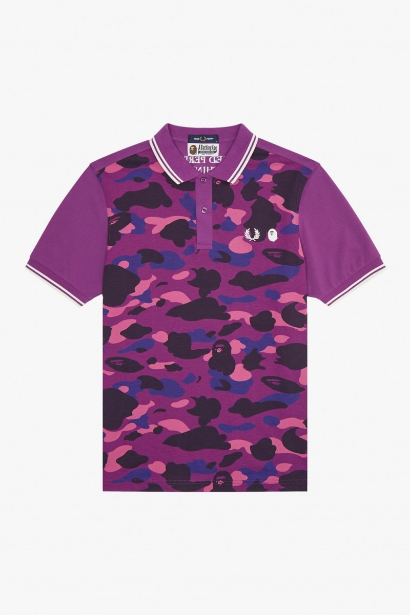 Fred Perry Camouflage Men's Shirt Purple | POSBH3096