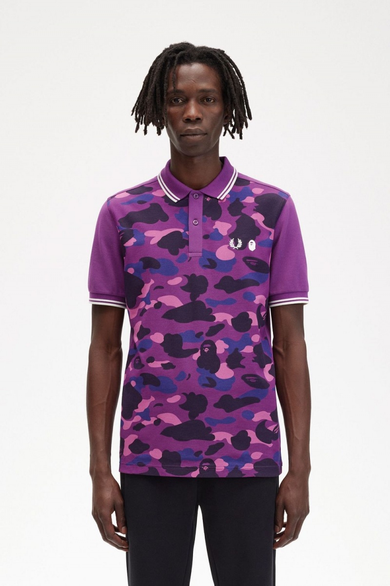 Fred Perry Camouflage Men\'s Shirt Purple | POSBH3096