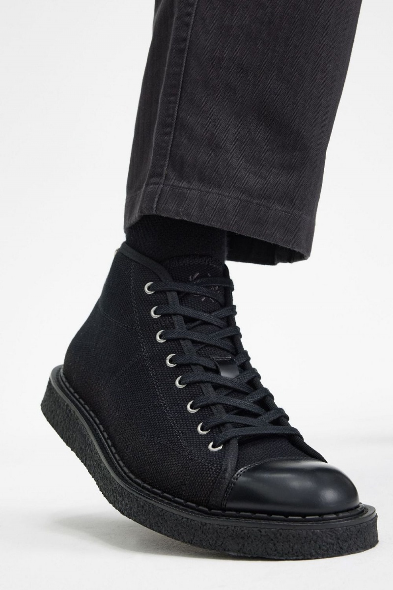 Fred Perry Canvas Monkey Men's Boots Black | HIRFL6350