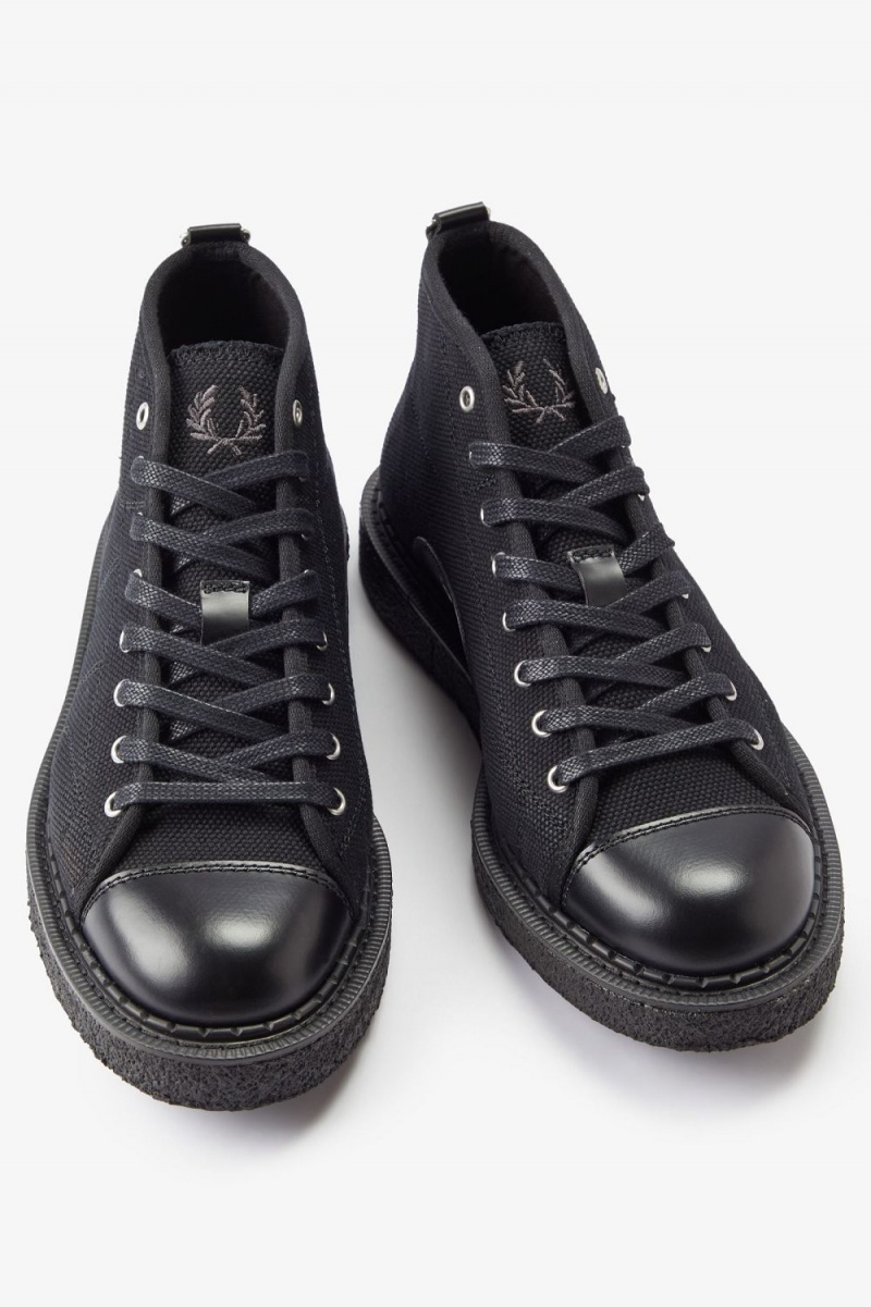 Fred Perry Canvas Monkey Women's Boots Black | TEHXW1382