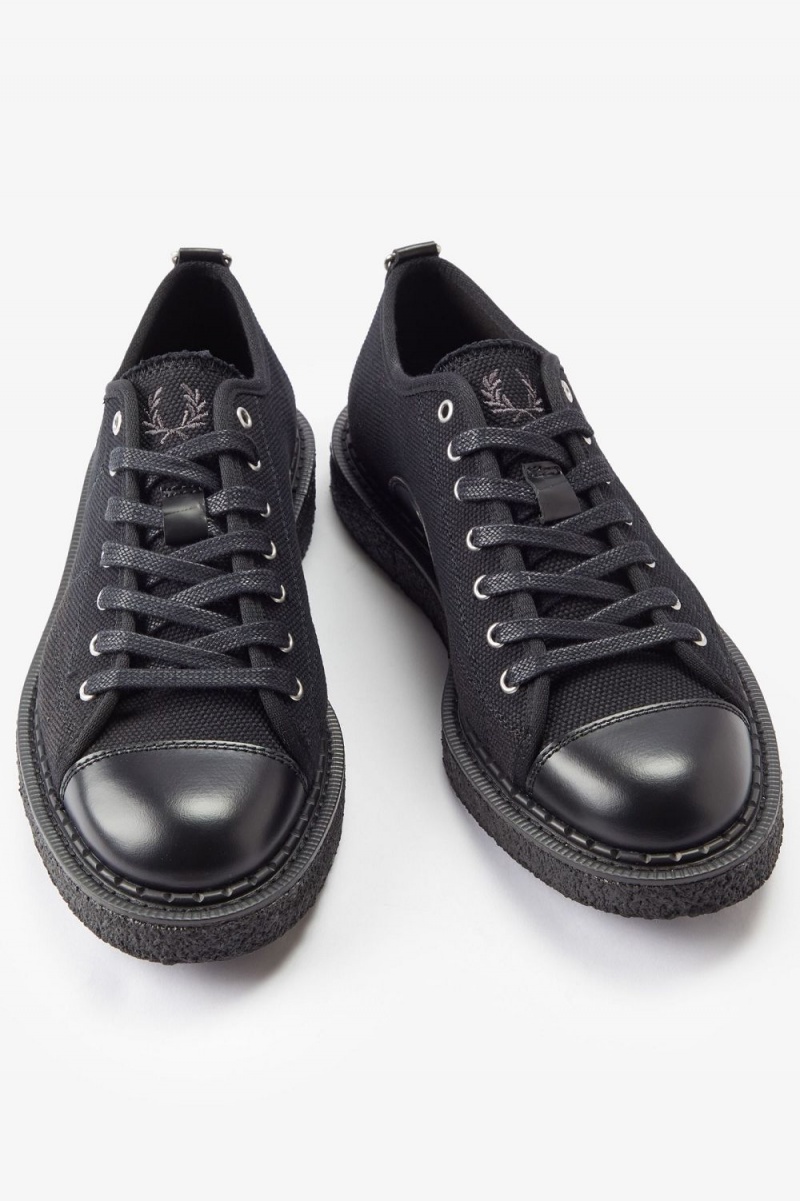 Fred Perry Canvas Monkey Women's Plimsolls Black | BGQXS8136