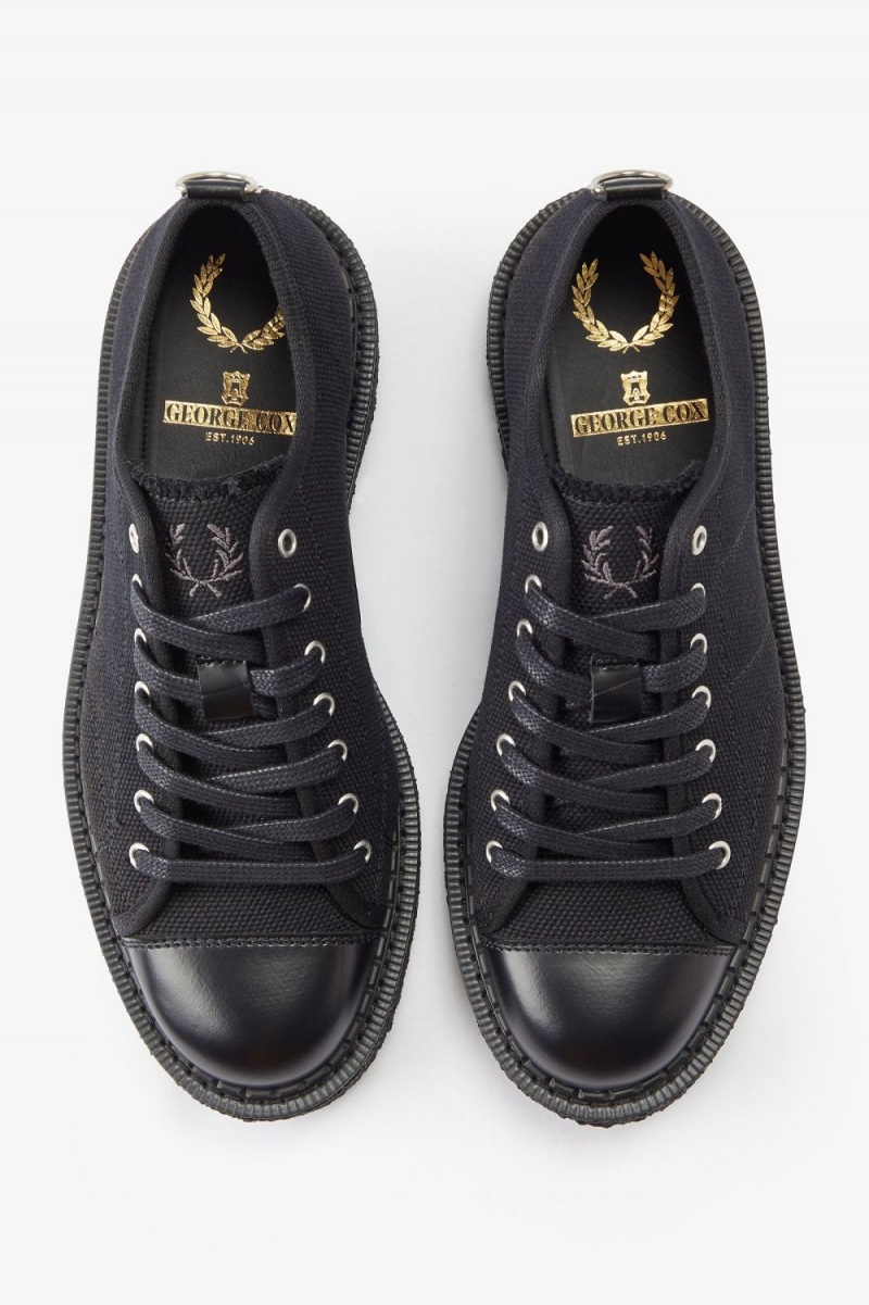 Fred Perry Canvas Monkey Women's Plimsolls Black | BGQXS8136